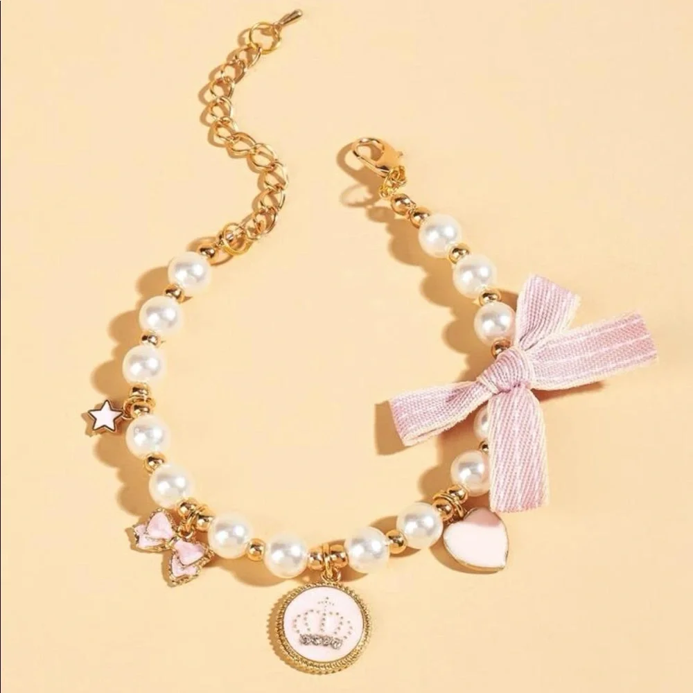 Faux Pearl Charm Decor Pet Necklace 🐈